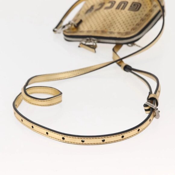 GUCCI GUCCY Print GUCCIxSEGA Bag Leather Gold Silver 511189 Auth bs30126 - Picture 8 of 16